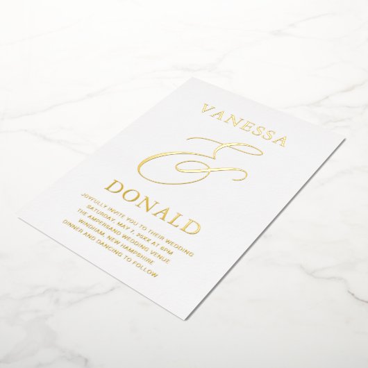 Vanessa Modern Wedding Folie Uitnodiging (Gedraaid)