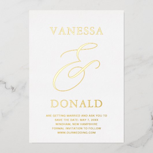 Vanessa Modern Wedding Save the Date Folie Uitnodiging (Voorkant)