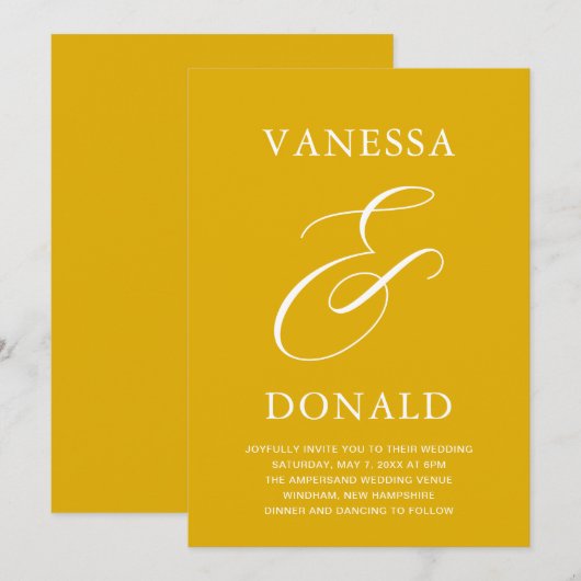 Vanessa Mosterd Geel Moderne bruiloft Kaart (Voorkant / Achterkant)