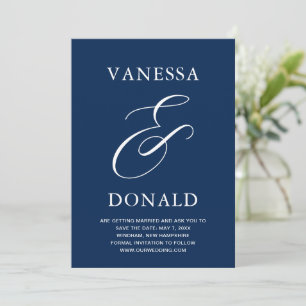 Vanessa Navy Blue Modern Wedding Save The Date