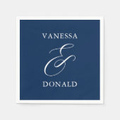 Vanessa Navy Blue Moderne Trouw  Servet (Voorkant)