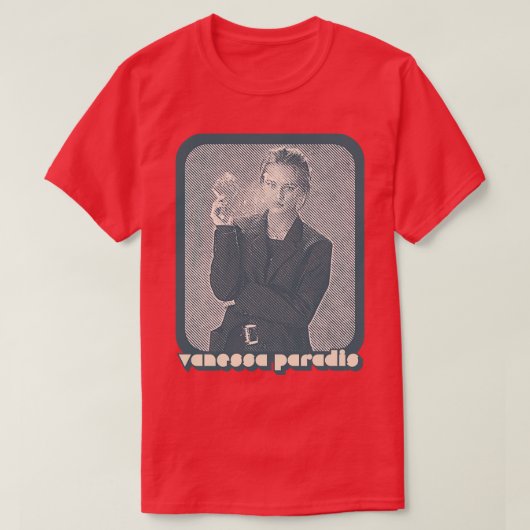Vanessa Paradis Retro Style 80s Francophile Design T-shirt (Design voorkant)