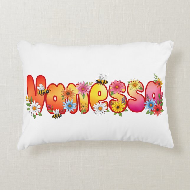 Vanessa - Personalized Bee Pillow Accent Kussen (Voorkant)