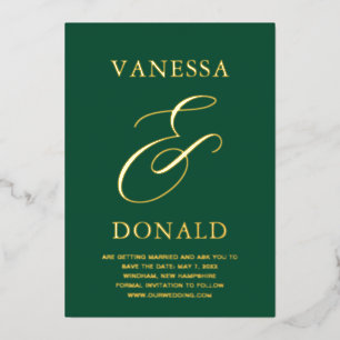 Vanessa Smaragdgroene Moderne Trouw Save the Date Folie Uitnodiging