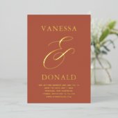 Vanessa Terracotta Modern Wedding Save the Date Folie Uitnodiging (Staand Voorkant)