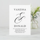 Vanessa Zwart Wit Moderne bruiloft Save The Date (Staand voorkant)