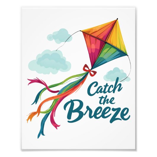 Vang de Breeze Flying Kite Foto Afdruk (Voorkant)