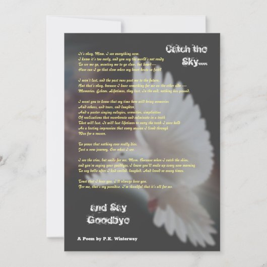 Vang de hemel en zeg Vaarwel sympathiekaart Feestdagenkaart (Voorkant)