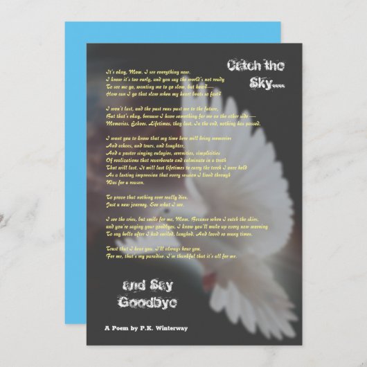 Vang de hemel en zeg Vaarwel sympathiekaart Feestdagenkaart (Voorkant / Achterkant)