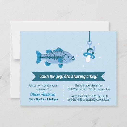 Vang de Joy Zee Bass Gevist thema Baby shower Kaart (Voorkant)