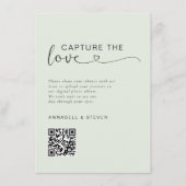Vang de liefde! Foto, hart-QR-code, bruiloft Informatiekaartje (Voorkant)