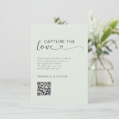 Vang de liefde! Foto, hart-QR-code, bruiloft Informatiekaartje (Staand voorkant)