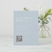 Vang de liefde! Foto, hart-QR-code, bruiloft Informatiekaartje (Staand voorkant)