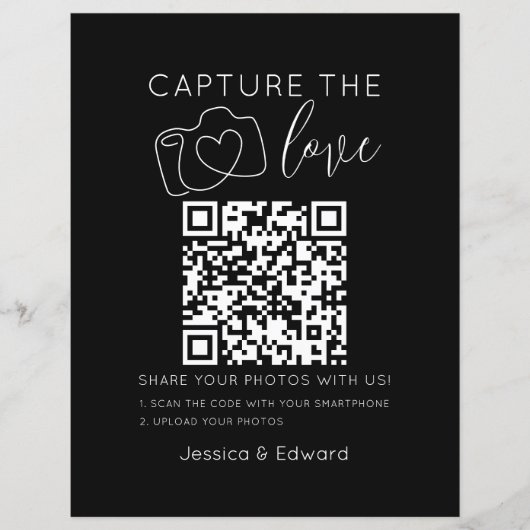Vang De Liefde Qr Code Zwart Chic Modern Trouwen (Voorkant)