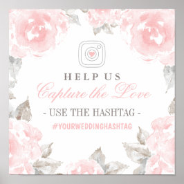Vang de liefdesroze roze hashtag met het huwelijk poster