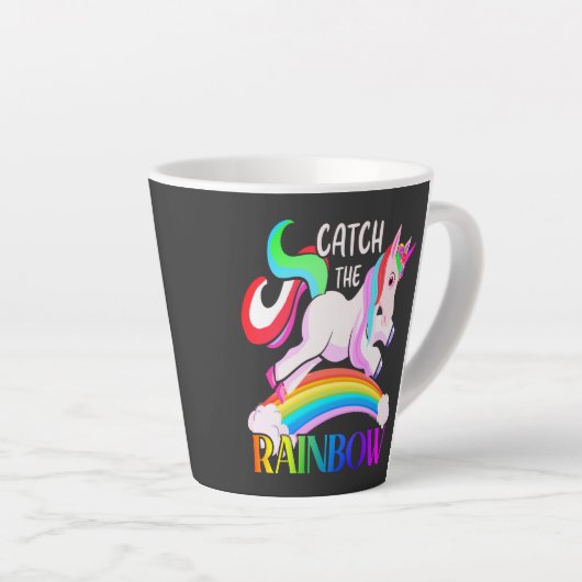 Vang de Regenboog - Eenhoorn Design-15989 Latte Mok (Rechterhoek)