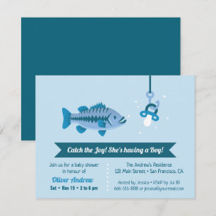 Vang de Vreugde Zeebaars Vissen Thema Baby Shower Kaart