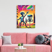 Vang de wind | Alien Disc Golf Canvas Afdruk (Insitu (Woonkamer))