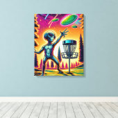 Vang de wind | Alien Disc Golf Canvas Afdruk (Insitu (Houten vloer))