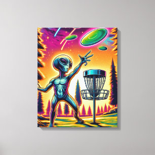 Vang de wind Alien Disc Golf Canvas Afdruk