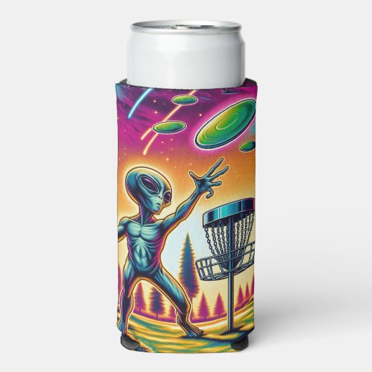 Vang de wind | Alien Disc Golf Seltzer Blikjeskoeler (Seltzer Voorkant)
