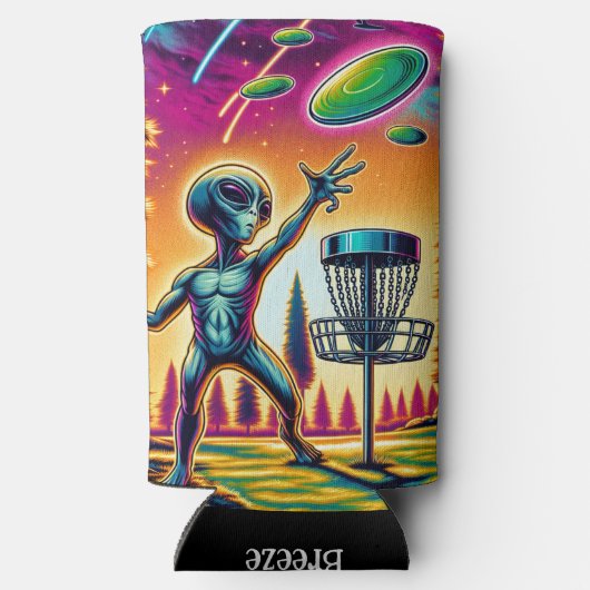 Vang de wind | Alien Disc Golf Seltzer Blikjeskoeler (Achterkant)