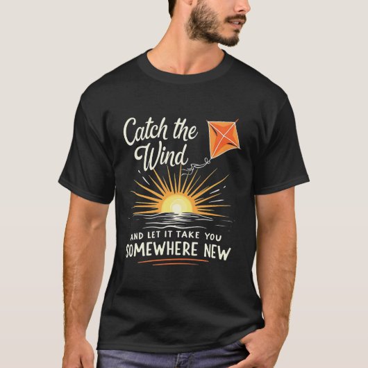 Vang de wind - Soaring Kite Inspirerend T-shirt (Voorkant)