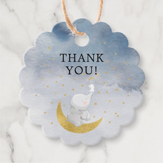 Vang een Baby shower van sterbunny Elephant Bedankjes Labels (Voorkant)