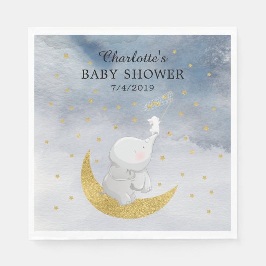 Vang een Baby shower van sterbunny Elephant Servet (Voorkant)