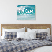Vang een Citaat van de Golf op Oceaan Canvas Afdruk (Insitu (Slaapkamer))