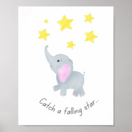 Vang een Falling Star Elephant Nursery Wall Art Poster