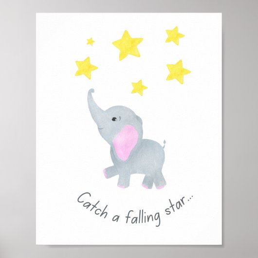 Vang een Falling Star Elephant Nursery Wall Art Poster (Voorkant)