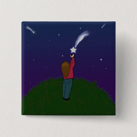 Vang een Falling Star Vierkante Button 5,1 Cm (Voorkant)