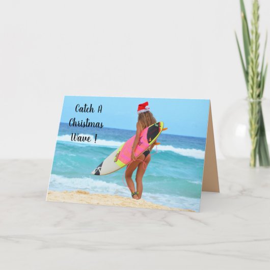 Vang een kerstgolf feestdagen kaart (Voorkant)