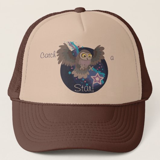 Vang een Ster!~uil hoed Trucker Pet (Voorkant)