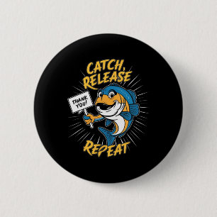 Vang En Laat Los Grappige Vissen  Ronde Button 5,7 Cm