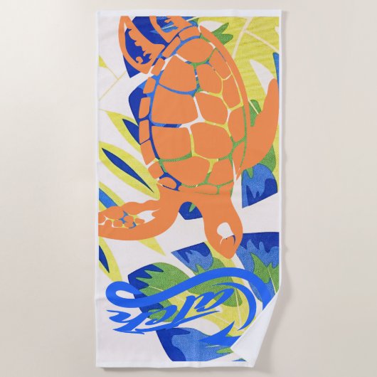 Vang golven. Schildpadden Strandlaken (Voorkant)