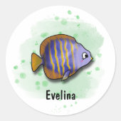 Vang het plezier met zoutwatervissen ronde sticker (Voorkant)