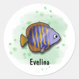 Vang het plezier met zoutwatervissen ronde sticker