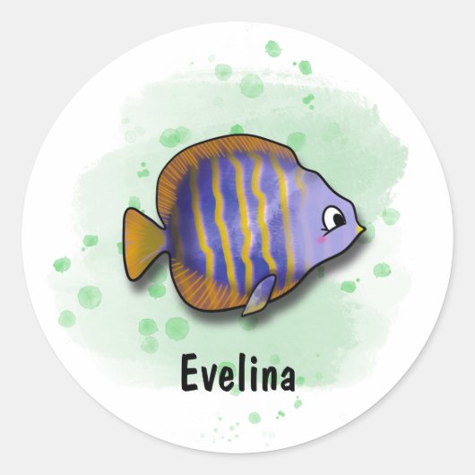 Vang het plezier met zoutwatervissen ronde sticker (Voorkant)