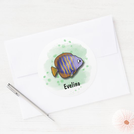 Vang het plezier met zoutwatervissen ronde sticker (Envelop)