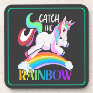Vang het Regenboog Eenhoorn Ontwerp Bier Onderzetter