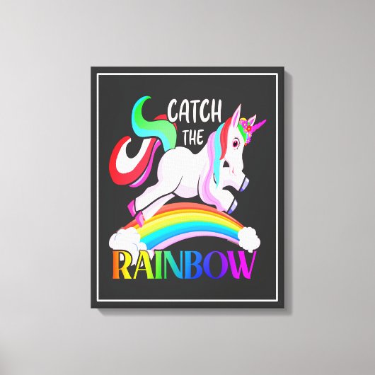 Vang het Regenboog Eenhoorn Ontwerp Canvas Afdruk (Voorkant)