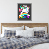 Vang het Regenboog Eenhoorn Ontwerp Canvas Afdruk (Insitu (Slaapkamer))