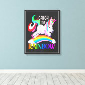 Vang het Regenboog Eenhoorn Ontwerp Canvas Afdruk (Insitu (Houten vloer))