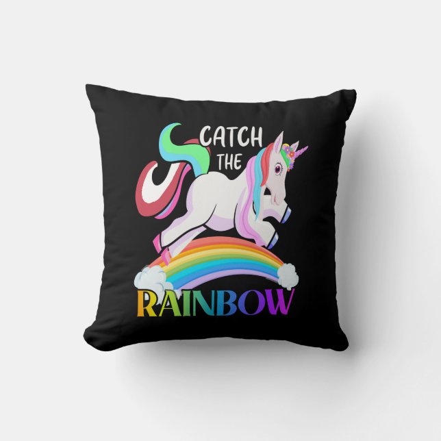 Vang het Regenboog Eenhoorn Ontwerp Kussen (Voorkant)