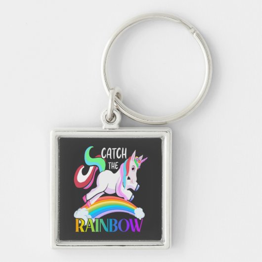 Vang het Regenboog Eenhoorn Ontwerp Sleutelhanger (Voorkant)