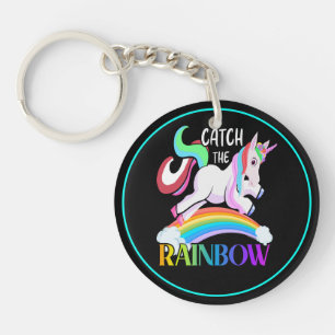 Vang het Regenboog Eenhoorn Ontwerp Sleutelhanger