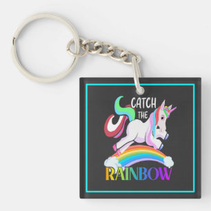 Vang het Regenboog Eenhoorn Ontwerp Sleutelhanger