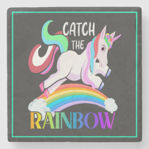 Vang het Regenboog Eenhoorn Ontwerp Stenen Onderzetter